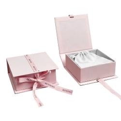 Custom Elegant Jewelry Cardboard Box Pink Book-Shaped Paper Gift Packaging Box with Ribbon