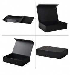 Custom Packaging Cardboard Paper Shoe Clothing Underwear Boxes Black Flap Magnetic Closure Gift Box With Ribbon