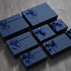 Custom Bow Gift Box Rectangular Sky and Earth Cover Paper Gift Packaging Small Gift Box