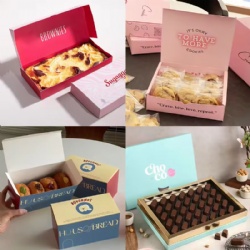 Cookie Packaging Box Food Grade Recyclable Cardboard Dessert Biscuit Baking Food Packing with Custom Size