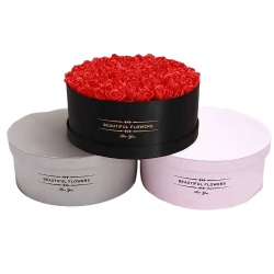 High-End Round Satin Lined Hard Packaging Box for Flowers and Gifts huge 99 roses box