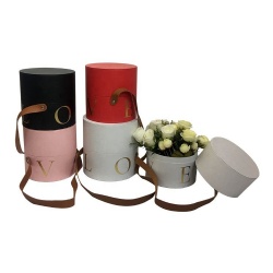 Wholesale Upright Flower Arrangement Box Cylinder Shape with Handle for Bouquets on Mother's Day