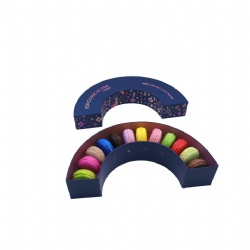 Custom Empty Chocolate Box Luxury 12 Pack Seasonal Cardboard Macaron Gift Box with Plastic Divider Half Round Rigid Macron Box