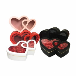 Double Heart Transparent Flower Box Heart Shaped Gift Box Bright Film Gift Craft Cardboard Box